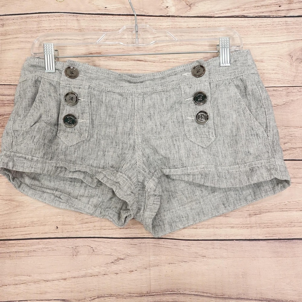 Express Sailor Shorts Womens Size 4 Gray Linen Blend 31 Waist 2 Inseam Nautical